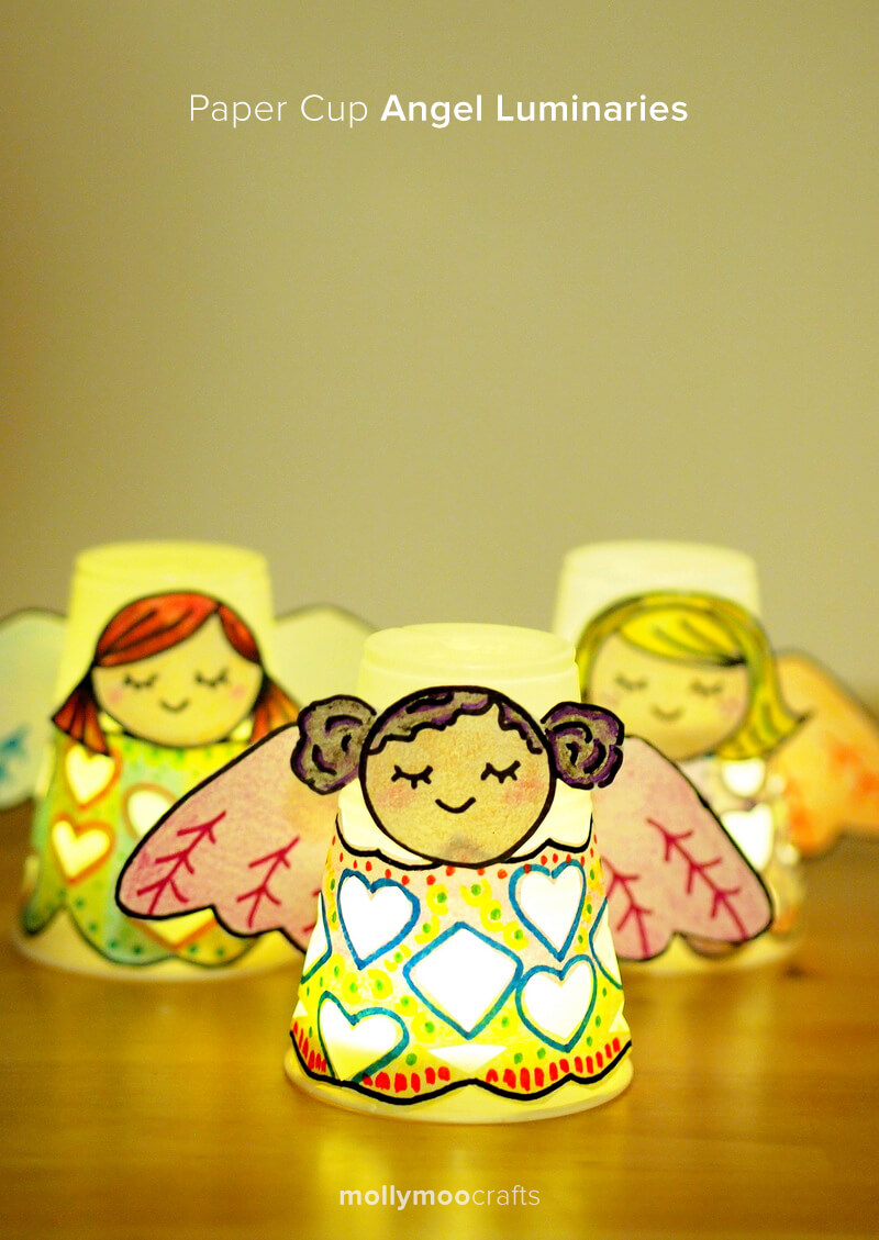 Lovely & Easy Paper Cup Angel Lanterns Craft For Kids