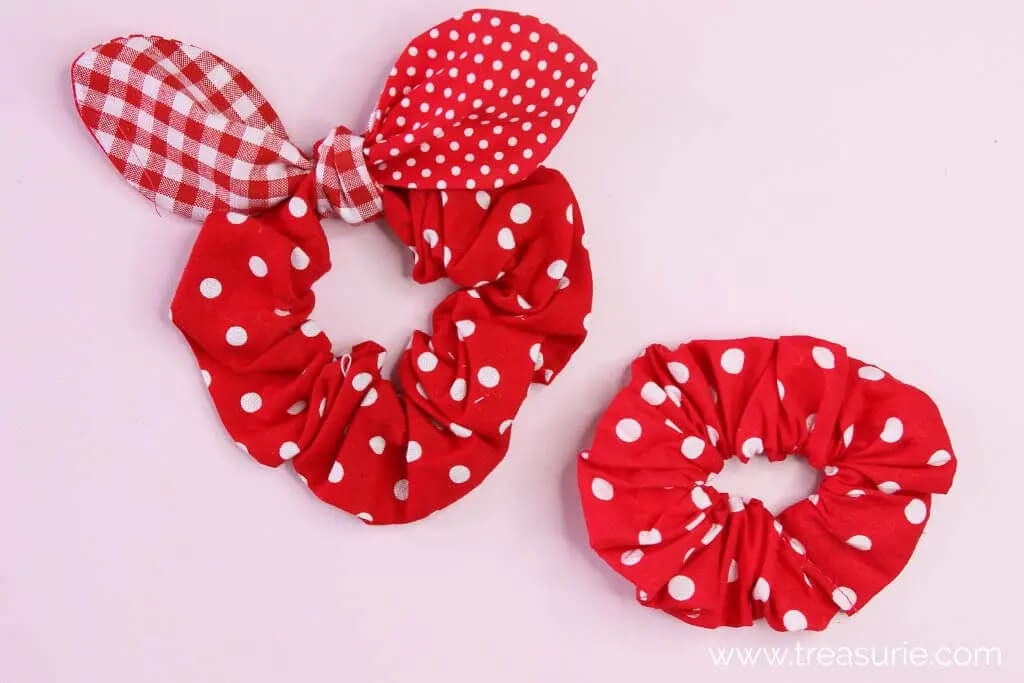 Lovely Red Polka Dot & Ribbon Hair Scrunchies DIY Craft Idea for Girls