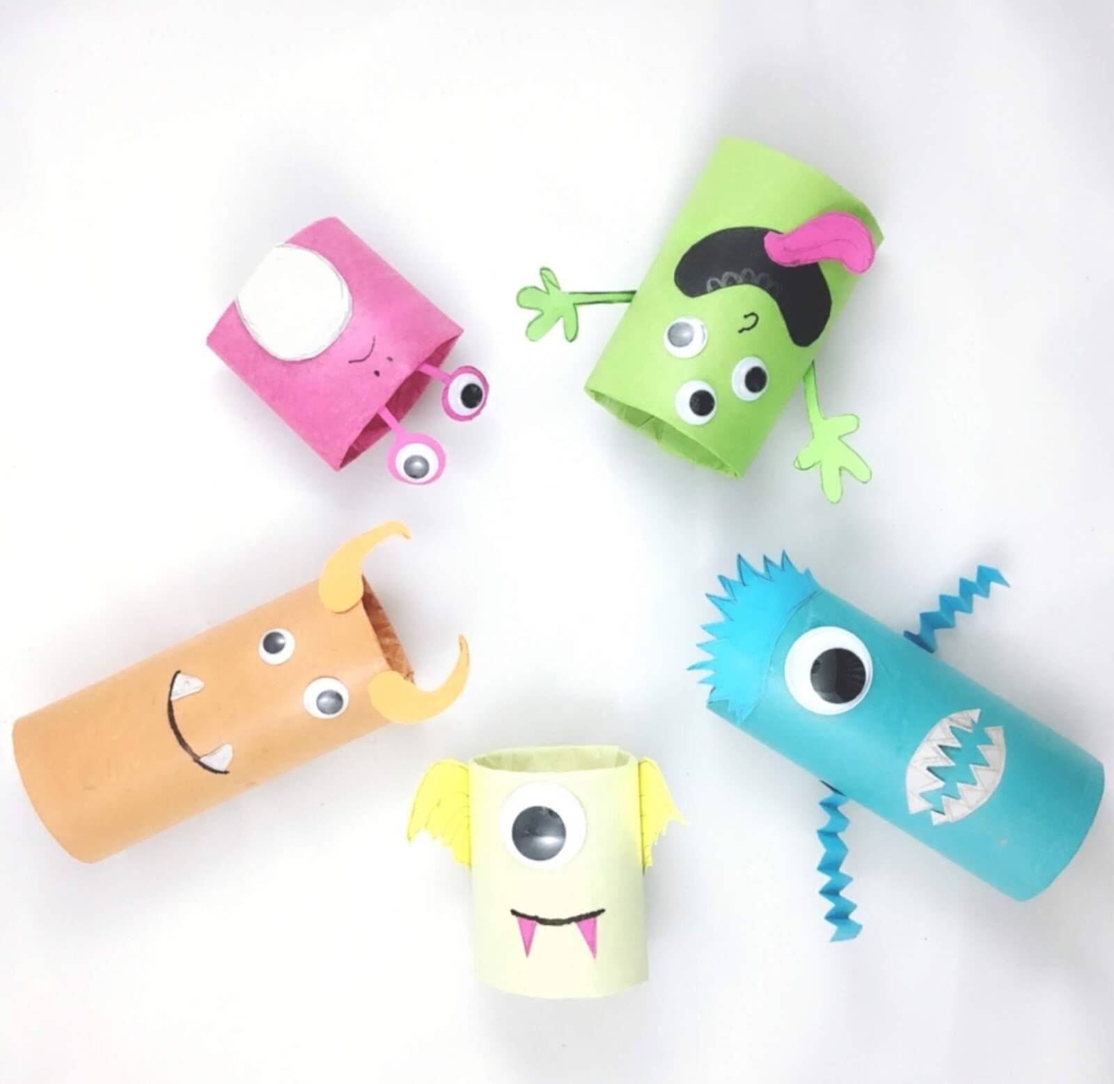 Lovely Toilet Paper Roll Monsters Craft For Kids