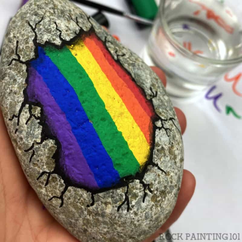 Painting A Broken Rock Rainbow In Optical Illusion
