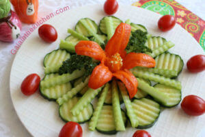 Pepper Flower Garnish Decoration Recipe Idea For Vegetable Plate