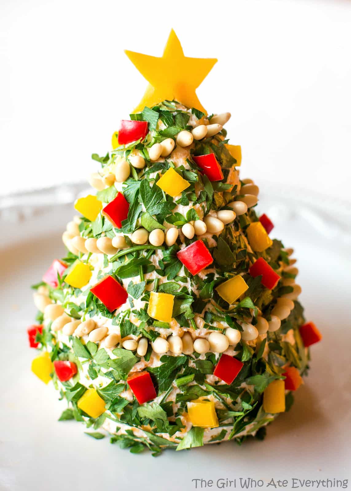 Pretty Christmas Cheese Tree Food Decoration With Cheese Balls
