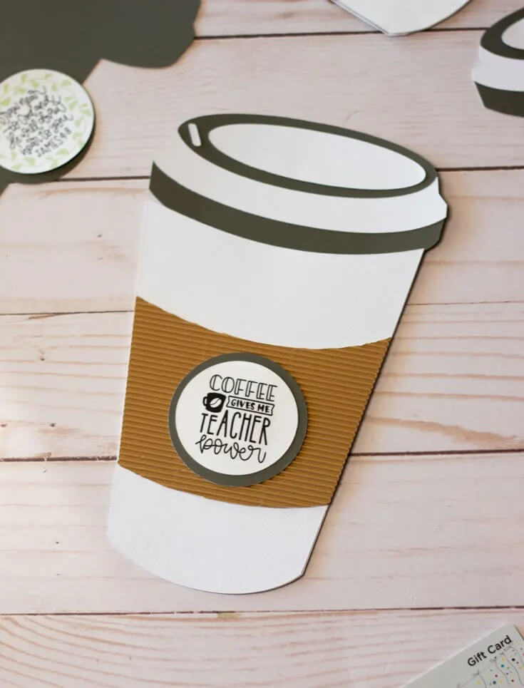 Pretty Coffee Cup Gift Card Holder Made With Cricut Machine & Cardstock Free Cricut Projects With Cardstock