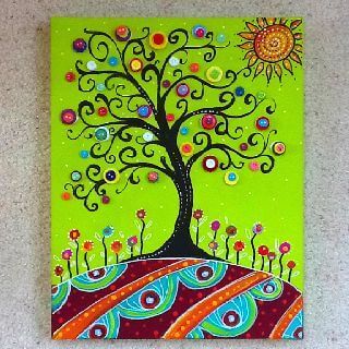 Quick & Easy Button Art Tree Craft Made In 5 Minutes