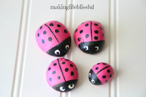   Quick Ladybug Painted Rocks For Kids Play