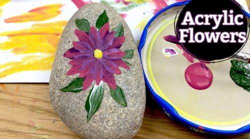 Quick Painting Flower On Stone With Acrylics For Spring