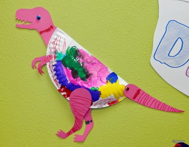 Quickly Paper Plate Dinosaur Craft Idea Using Pom Pom, Construction Paper & Googly Eyes Paper Plate Dinosaur Craft For Kids