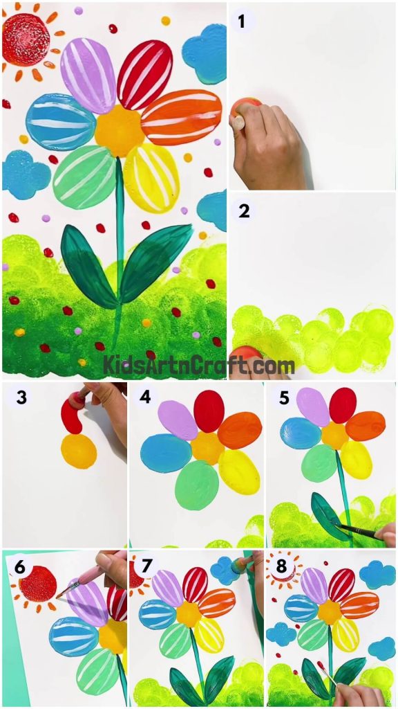 Rainbow Sunflower Painting Art For Kids