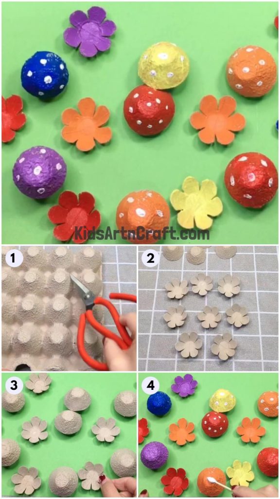 Recycled Egg Tray Mushroom & Flower Craft - Step by Step Tutorial