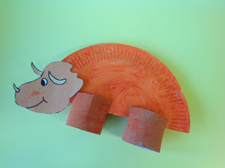 Recycled Triceratops Dinosaur Craft Using Paper Plate & Toilet Paper Roll