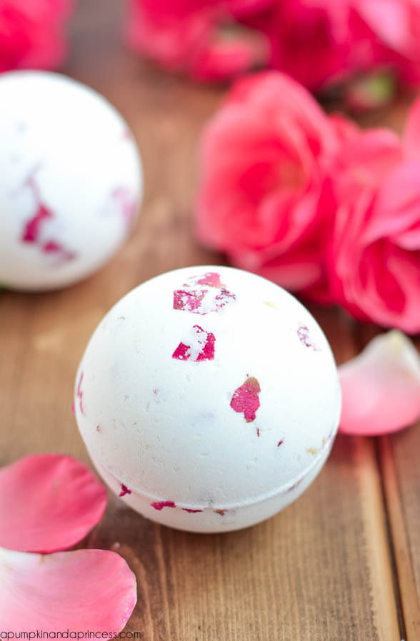 Rose Bath Bomb Recipe Made With Dried Rose Petals, Milk Powder, & Rose Essential OilFun To Make Bath Bomb Crafts