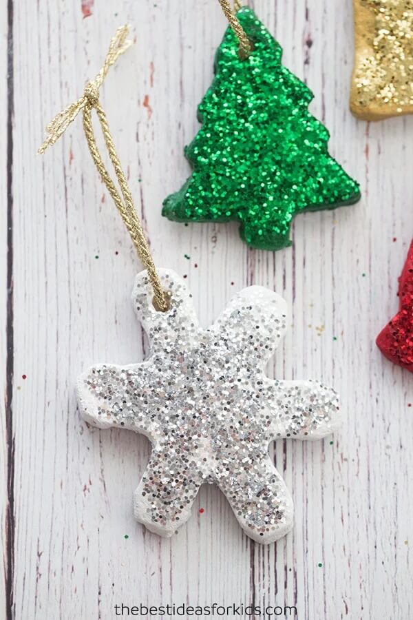 Salt Dough Glittery Christmas Tree & Snowflake Ornamental Craft DIY Activity Handmade Salt Dough Ideas For Christmas