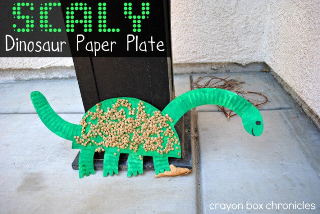 Scaly Brachiosaurus Dinosaur Craft Made With Paper PlatePaper Plate Dinosaur Craft For Kids