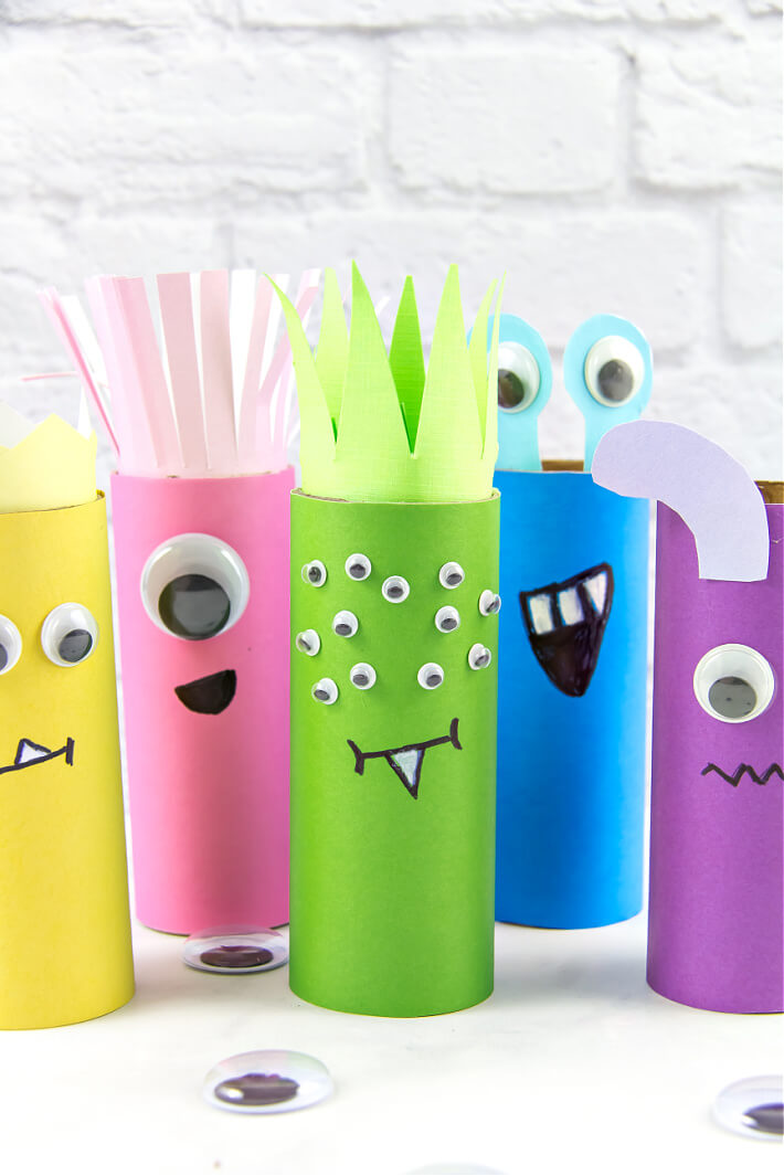 Scary Toilet Paper Roll Monsters Craft For ToddlersToilet paper roll monsters craft ideas
