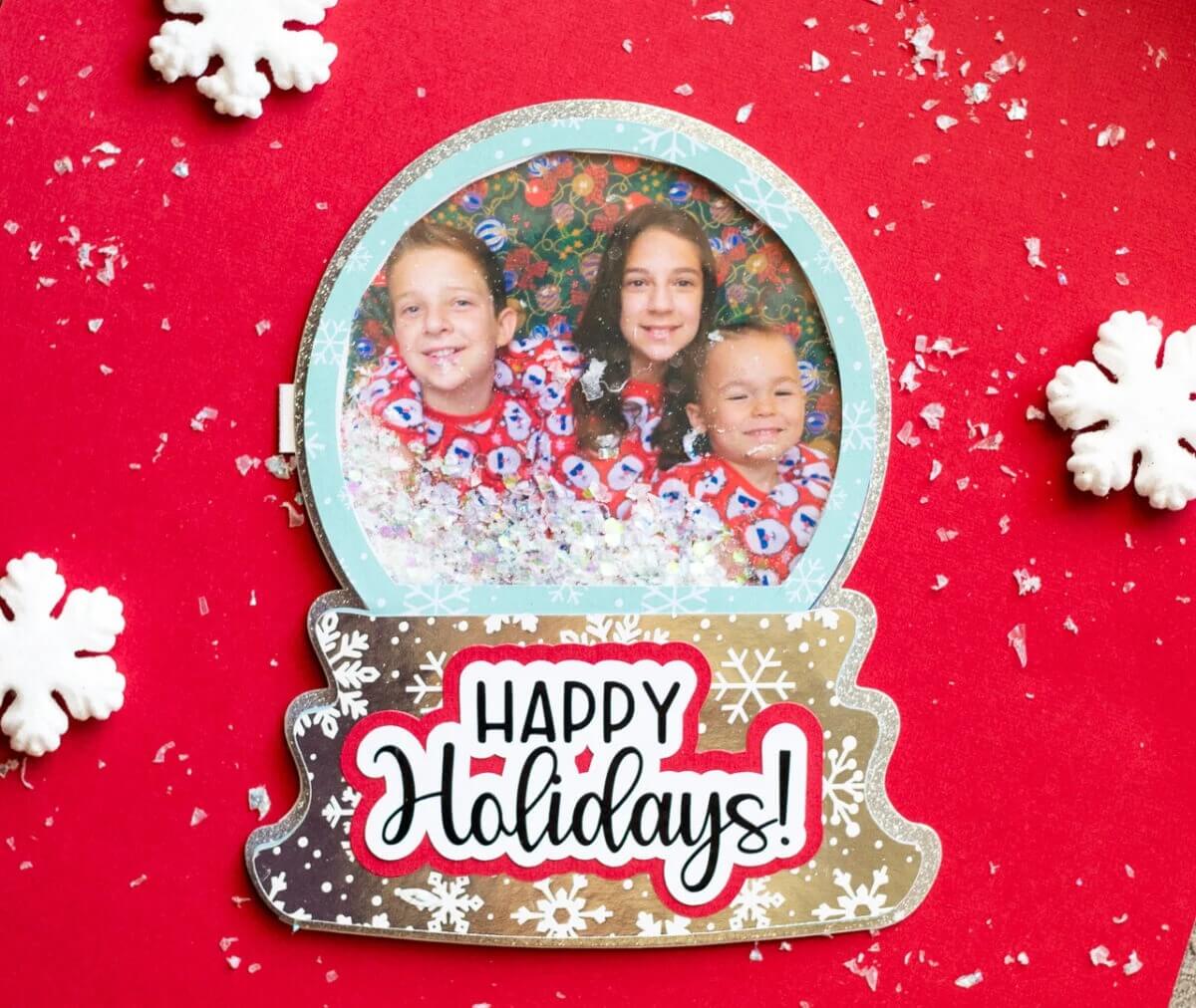 Shaker Snow Globe Christmas Card Project With Cricut Machine Free Cricut Projects With Cardstock