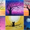 Silhouette painting with watercolors