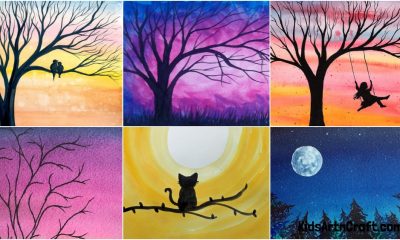 Silhouette painting with watercolors