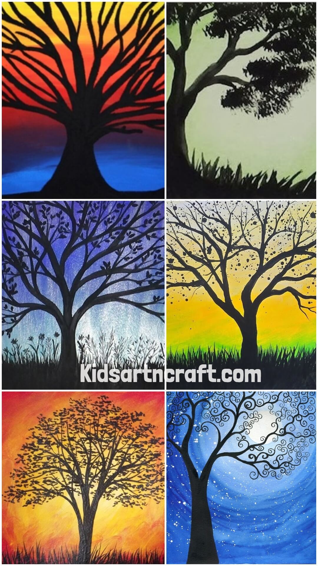  Silhouette Tree paintings 