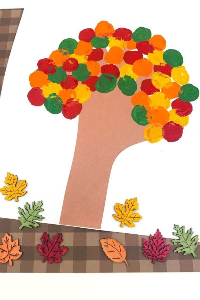 Simple & Easy Cotton Ball Autumn Tree Painting Craft Ideas for Kids Autumn Tree Craft Ideas for Kids