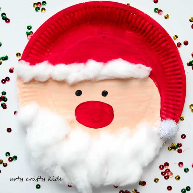 Simple & Fun Paper Plate & Cotton Santa Craft For Toddlers