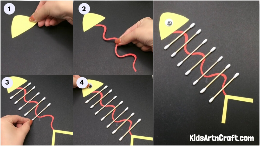 Simple Fish Craft With Cotton Swab - Step by Step Tutorial