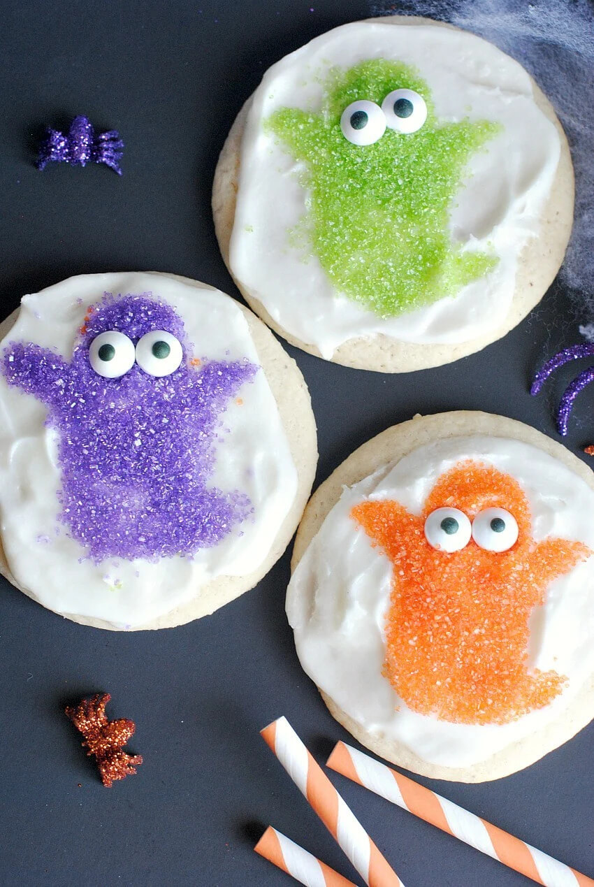 Simple Halloween Cookies Decoration With Sprinkles & Googly Eyes