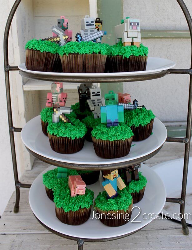 Simple Minecraft Birthday Party Cupcake Toppers Decoration Craft Idea At Home