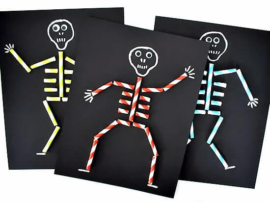 Simple Paper Straw Human Skeleton System Craft Idea For Kids