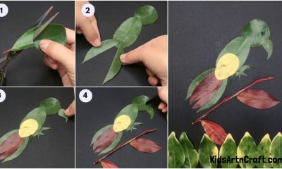 Simple Recycled Bird Art With Leaves - Step by Step Tutorial