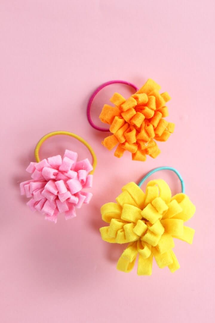 Simple To Make Flower Hair Ties Craft Project For Kids DIY Felt Flower Hair Ties