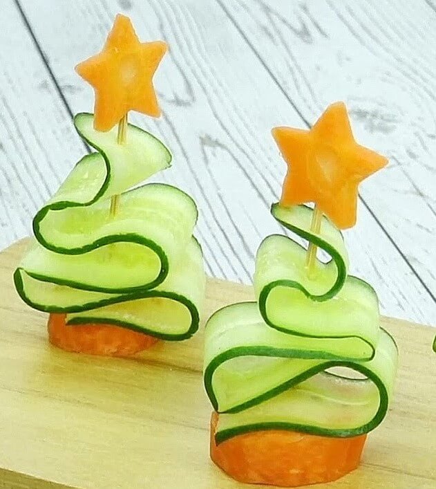 Simple Vegetable Carving Food Decoration With Carrot & Cucumber
