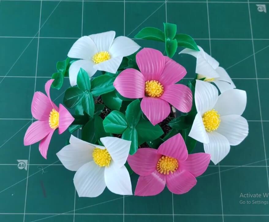 Step-By-Step Crafting Of Flower From Plastic Tubes