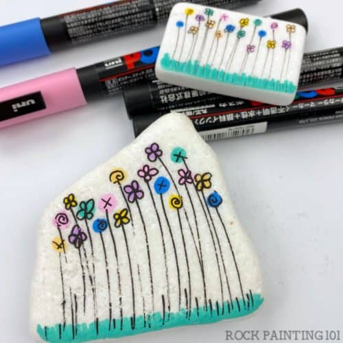 Step-By-Step Wildflower Painting On Pebbles RocksEasy Flower Painted Rock Ideas For Kids