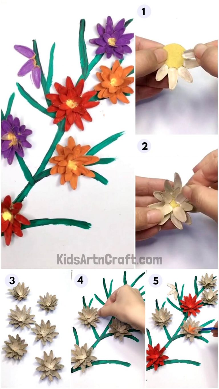 Sunflower Seeds Flower Craft Step By Step Tutorial Kids Art & Craft