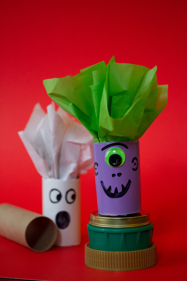 Toilet Paper Roll & Paper  Monsters Craft For Toddlers