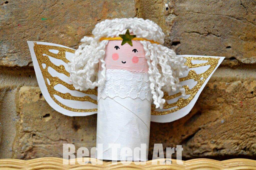 Toilet Roll & Yarn Angel Craft For KidsSimple Toilet Roll Angel Crafts