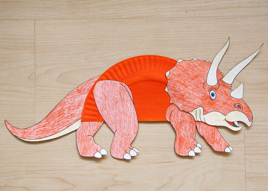 Triceratops Dinosaur Animal Craft Activity For Kids Made With Paper Plates Paper Plate Dinosaur Craft For Kids