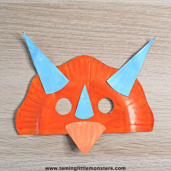 Triceratops Dinosaur Mask Craft Made With Paper Plate