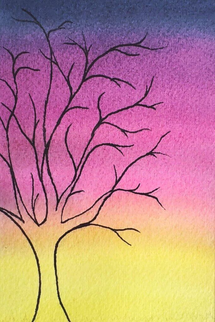 Unique & Easy To Make Watercolor Tree Silhouette Painting Ideas
