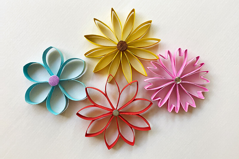 Upcycled Paper Towel Roll Flower Craft For Wall Decor