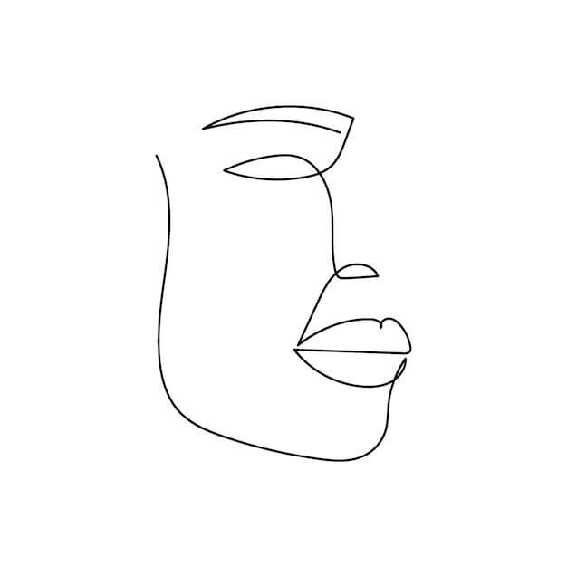 Very Simple Face Line Art Drawing