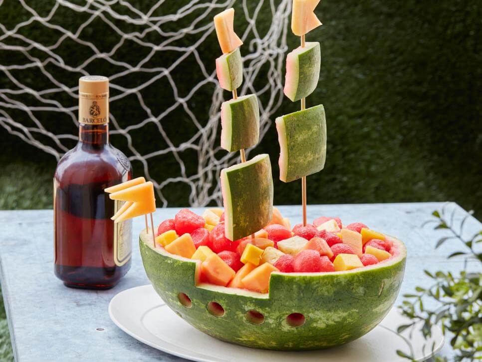 Watermelon Pirate Ship Food Decoration Idea For Backyard Parties