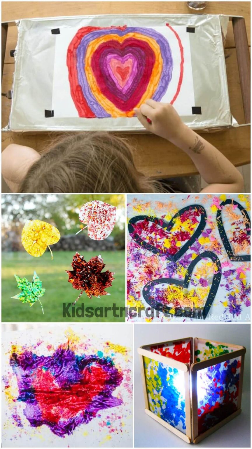 Wax Paper Crayon Art Ideas Kids Art & Craft
