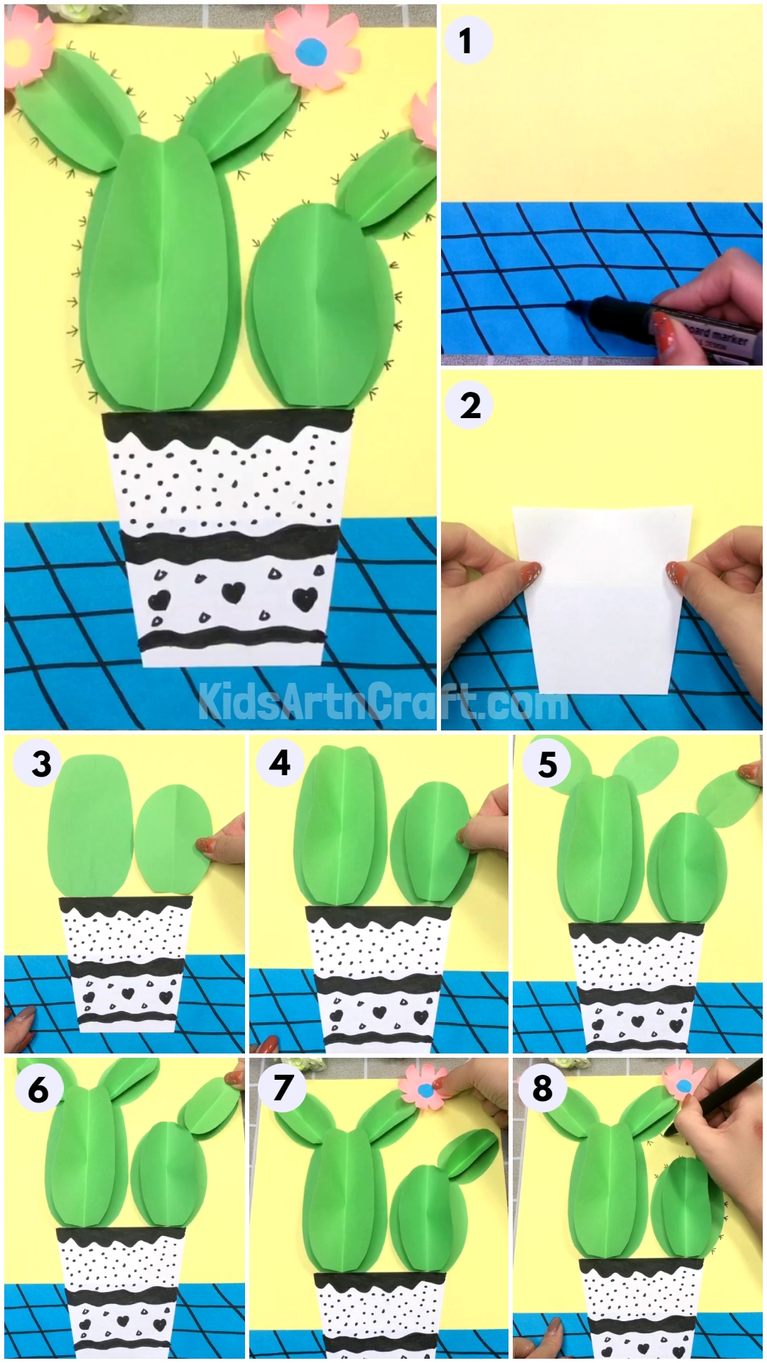 3D Cactus Paper Craft Tutorial for Kids