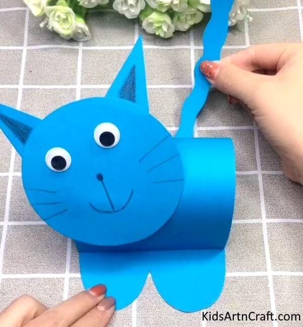 Super Cute Blue Paper Cat Craft Idea For Kindergarten