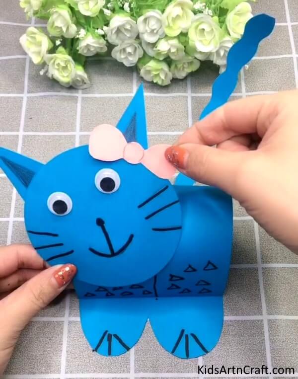 Adorable Blue Paper Cat Art & Craft Idea For Kids