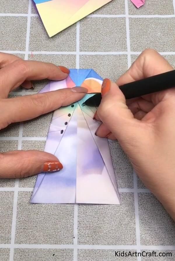 Creative Ideas Of Paper Dress Craft For Kids Using Marker