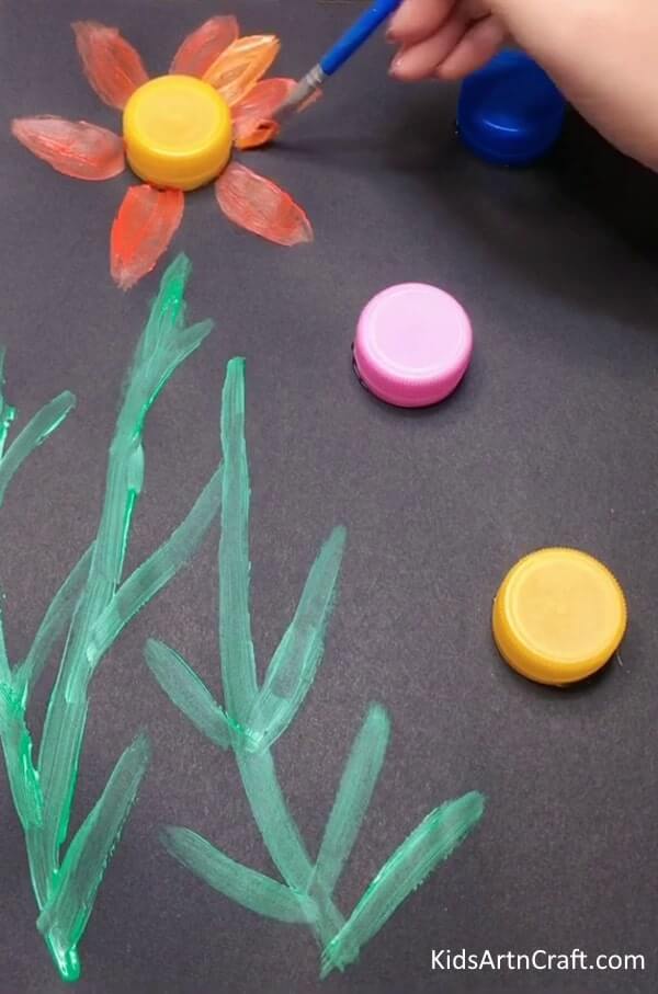 DIY Flower Painting Art Ideas For Kids Using paint Brush