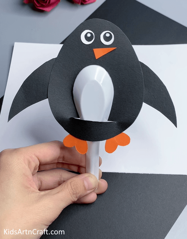 Fun To Make Paper Penguin Craft Using Plastic Spoon
