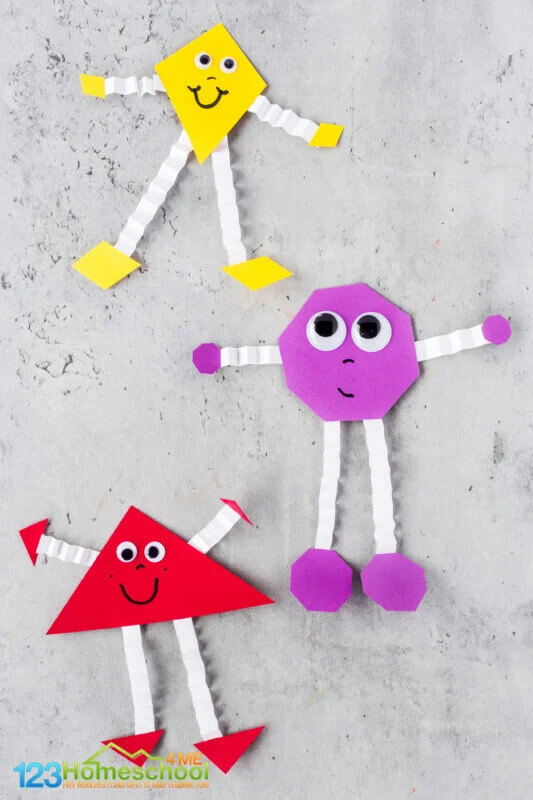 Adorable Paper Cutting Shape Buddies Craft Idea At Home For Kids